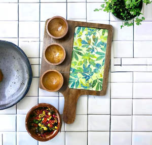 Bandeja DE SERVICIO DE MADERA impresa con patrones de diseño de lujo Plato de madera de mango hecho a mano con asas de Falak World Export - Product Image 1