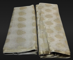 Tissu brocart en georgette 80 GSM, tissu de créateur doux et de qualité supérieure pour sari, dupatta, robe et vêtements ethniques - Product Image 1