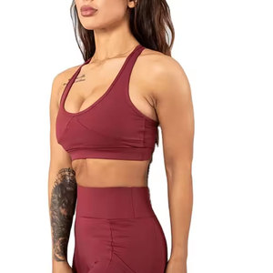 Women Solid Black Seamless Scoop Neck Racerback Sports <b>Bra</b> High Support Yoga Fitness Wear Breathable Quick Dry Four Way <b>Stretch</b> - Product Image 6