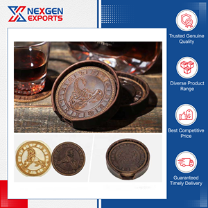 Exceptional Quality Modern Luxury Style Round Shape Custom Logo PU Leather <b>Table</b> Top Drink Coaster for Wholesale Purchasers - Product Image 4