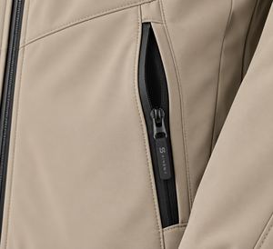 SINEWY Men's Hooded Waterproof Casual Softshell <b>Jacket</b> <b>with</b> <b>Zipper</b> Front and <b>Pockets</b> Beige Autumn Wear 100% Nylon - Product Image 6