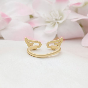 14K Gold Plated 925 Sterling <b>Silver</b> <b>Adjustable</b> Angel Wings <b>Ring</b> Multicolor CZ Stones Pave Setting for Women-Wedding Gift - Product Image 4