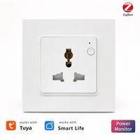 Prise murale intelligente 16A Wi-Fi/Zigbee/Matter avec contrôle de la consommation, compatible Tuya APP et commande vocale