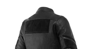 Blouson en cuir pour homme, style vintage, respirant, coupe-vent, fermeture éclair, écologique, automne, moto, cuir végétalien - Product Image 3