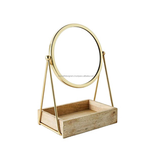 Miroir de bureau de luxe en laiton fini de haute qualité facile à déplacer miroir de courtoisie en métal Table miroir de maquillage décoratif vente - Product Image 4