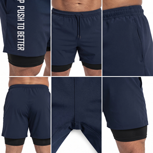 OEM <b>Men's</b> Dual Layer Gym <b>Shorts</b> Plus Size Breathable Sports Training <b>Shorts</b> <b>Men</b> 2 in 1 Workout <b>Shorts</b> Quick Dry Running <b>Shorts</b> - Product Image 6