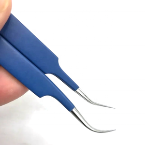 Échantillon gratuit Logo personnalisé 45 pince à épiler à pointe en fibre en forme de L à 90 degrés pince à épiler extension de cils volume pince à épiler - Product Image 6