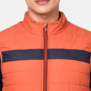 Gilet matelassé orange pour homme avec col montant uni, fermeture éclair, coupe-vent, respirant, chauffant, vêtement d'extérieur décontracté pour l'hiver - Product Image 5
