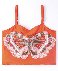 Haut sans manches tissé Twisha avec broderie placée et sharara imprimé - Orange et rose - Product Image 4