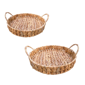 Handcrafted WATER HYACINTH <b>TRAY</b> FRUIT STORAGE BASKET with Handles for Kitchen Serving and Storage - Product Image 1
