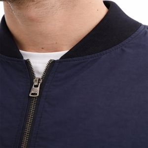 เสื้อแจ็คเก็ตบอมเบอร์สีกรมท่าสำหรับผู้ชายแบบคลาสสิกพร้อมซิปเต็มตัวน้ำหนักเบาสบายๆกันลมเสื้อแจ็คเก็ตสตรีทแวร์สำหรับผู้ชาย - Product Image 5