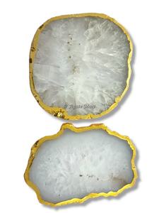 Light <b>Blue</b> Onyx Crystal <b>Coasters</b> Gold Electroplated Buy Wholesale <b>Blue</b> Agate Slice <b>Coaster</b> Agate <b>Coaster</b> for Home Decoration - Product Image 3