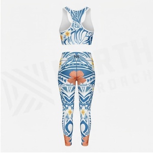 Ensemble de yoga 2 pièces North Approach, imprimé floral, haut court dos nageur, leggings taille haute longueur intégrale, vêtements de sport respirants - Product Image 3