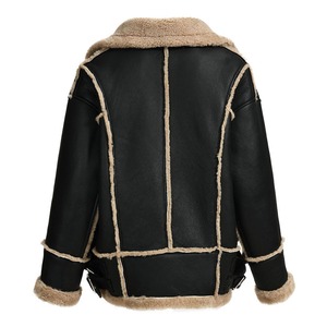 Men's <b>Genuine</b> Leather Bomber Jacket With Fur Lining Windproof Winter Moto Biker Style Regular Fit Thick Shell - Product Image 4