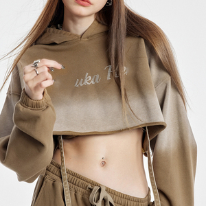 Ensemble de survêtement décontracté 2 pièces pour femme 2026 : Hoodie court et pantalon large délavé à l'acide – Collection Streetwear et Lounge - Product Image 4