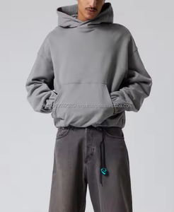 Sweat-shirt à capuche surdimensionné pour hommes en coton éponge français de haute qualité coupe Boxy OEM - Product Image 1