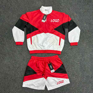 ชุดวอร์มกีฬาผู้ชายแบบ OEM สั่งทำได้ ขายดี ชุดวิ่งออกกำลังกาย เสื้อแจ็คเก็ตกันลมแบบซิปครึ่งตัว และกางเกงขาสั้น - Product Image 1