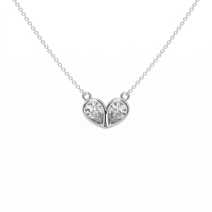 Collar de Corazones Dobles de Alta Calidad en Plata de Ley 9KT 10KT 14KT 18KT con Diamantes Naturales y Cultivados en Laboratorio, Joyería de Regalo para Mujer - Product Image 2