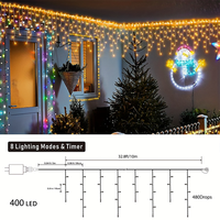 Guirlandes lumineuses LED effet pluie de météores IP65, 10M 50M 100M, fil blanc, grandes LED blanc chaud, AC 220V, pour décoration extérieure de Noël, de bâtiments et de gouttières
