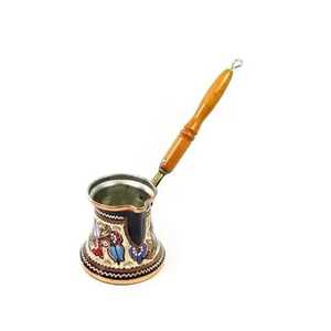 Cafetière turque artisanale en cuivre brillant, forme ventrue, avec poignée en bois, pour cuisinière, Ibrik Cezve - Product Image 4