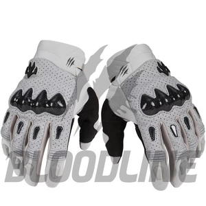 White Leather Motorbike <b>Gloves</b> Wrist Length Breathable Sporty Style for Spring Summer Sports Use - Product Image 3