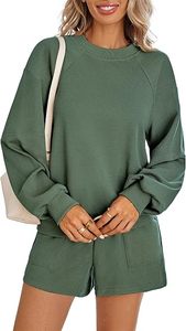 Ensemble 2 pièces hiver 2026 personnalisé avec logo, sweat-shirt et short amples à manches longues pour femme, en polaire écologique et respirant - Product Image 4