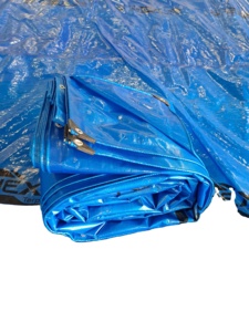 Super Strong Customizable Size Blue PE Tarpaulin Long Lasting UV Treated High GSM <b>Waterproof</b> Plain Style Mesh <b>Fabric</b> Made India - Product Image 5