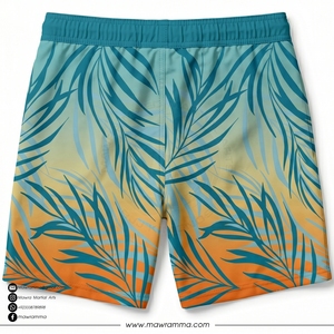 Mawra Short de bain décontracté à imprimé tropical pour homme, séchage rapide, avec cordon de serrage, taille mi-haute, pour la plage, unisexe - Product Image 5