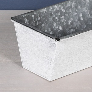 Lot de 3 grands bacs à plantes rectangulaires industriels robustes en acier galvanisé, à couvercle roulant, blanc cassé, pour extérieur et jardin - Vente chaude - Product Image 2