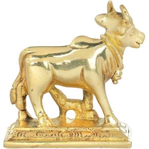 Escultura de vaca y Becerro de latón de 2 pulgadas hecha a mano pequeña estatua para regalar hecha en la India - Product Image 3