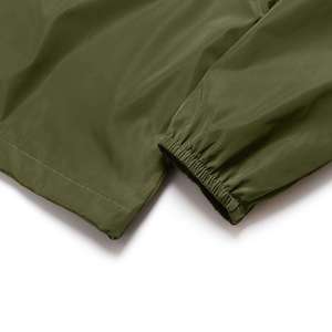 <b>Men</b> Color Block Hooded <b>Jacket</b> Full Zip Drawstring Olive Green <b>White</b> Sporty Windbreaker - Product Image 4