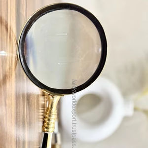 Loupe de luxe en laiton incrusté de nacre, écologique, polie, pour collectionneur de timbres, lecteur de livres et de magazines, usage de bureau - Product Image 1