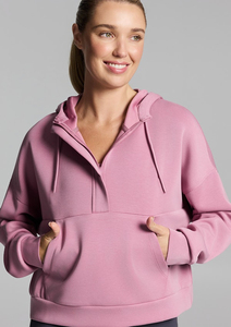 Sweat-shirt décontracté pour femmes, à manches longues, uni, léger, à col rond, avec poche - Product Image 3