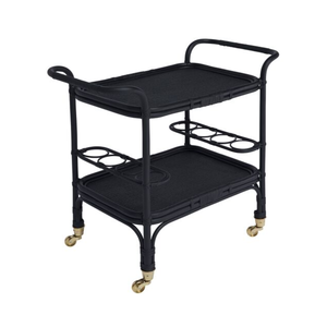 Wholesale Durable Rattan <b>Bar</b> <b>Trolley</b> Rattan Serving Two-tiered <b>Trolley</b> Good Price from Vietnam Factory - Product Image 1