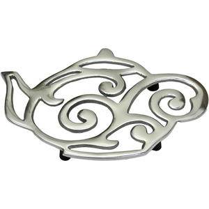 Modern Decorative Gold Finish Aluminium Leaf Design Kitchen Trivet Heat Resistant Round Metal Hot <b>Pad</b> <b>Table</b> <b>Protector</b> On Sale - Product Image 4