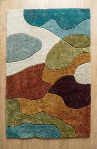 Tapis de luxe moderne abstrait multicolore en laine tuftée à la main, antidérapant, à poils moyens de 10-14 mm, avec support en toile de coton, doux - Product Image 4