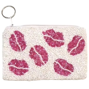Monedero de cuentas hecho a mano, colorido, con cremallera, con diseño de verano: helado, flamenco, bicicleta, concha marina y oso de goma. - Product Image 1