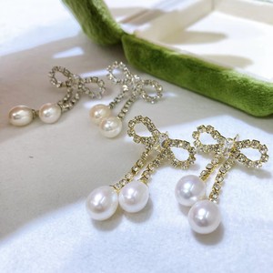 Pendientes Largos Populares con Perlas de Agua Dulce e Incrustaciones de Piedras Preciosas, Diseño en Forma de Lazo Inspirado en Gotas de Agua y Arroz - Product Image 3