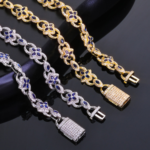 Bracelet floral en diamant de culture, argent 925, léger, diamant certifié, pierre bleue, bijoux élégants, cadeau pour femme - Product Image 4