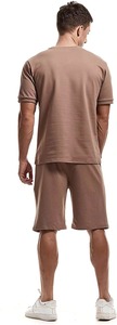 Conjunto de Camiseta de Cuello Redondo y Pantalones Cortos Casuales para Hombre, Color Negro y Gris, Cintura Elástica, Ligero, para Verano - Product Image 5