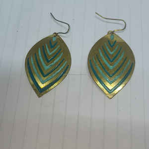 Pendientes de gota de latón de estilo antiguo Pendientes de madera recién llegados de alta calidad con diseño único pintado en gota para mujer - Product Image 3