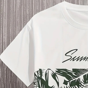 Conjunto de Camiseta y Pantalones Cortos para Hombre, Diseño Casual Urbano de Verano, Algodón Grueso, Estampado Personalizado con Letras - Product Image 3