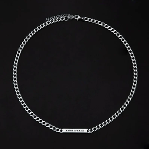 Zinc Alloy Gold Plated SV JEWELS IGI Certified Men's Vintage Jade Chain Necklace Customize Name Plate 5mm Personalized Engraved - Product Image 1