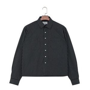 Men's Long Sleeve <b>Plaid</b> <b>Shirt</b> Casual Turn Down Collar Single Breasted Button Up Top Black White Checkered Pattern - Product Image 1