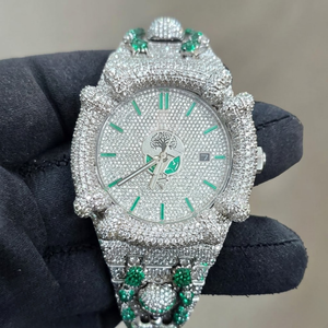 Reloj Mecánico de Acero Inoxidable para Hombre, con Diamantes de Imitación y Cristal de Moissanita, Diseño Analógico, Superventas - Product Image 1