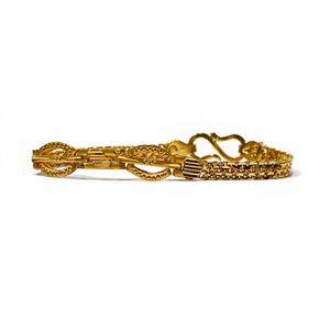 Pulsera de doble cadena de oro macizo de 22 quilates de primera calidad con cierre de gancho en S, elegante centro ovalado, joyería fina para mujer, accesorio de uso diario. - Product Image 1