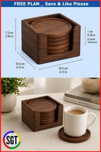 Ensemble de dessous-de-verre en bois faits à la main, ronds, résistants à la chaleur, style Wabi Sabi, pour protéger les tasses à café - Product Image 3
