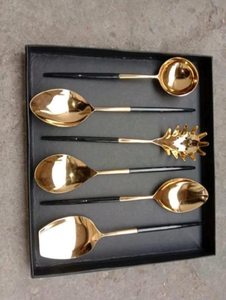 Stainless Steel <b>Serving</b> <b>Spoons</b> with Elegant Leaf-Shaped Handles Premium Dining Special Occasion Serveware - Product Image 4