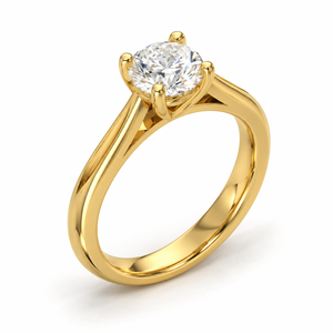 Bague solitaire classique à quatre griffes en or jaune 14 carats avec diamant de laboratoire de 1,2 carats, bague de fiançailles, bijoux personnalisés OEM - Product Image 1