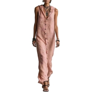 Vestido Maxi Bohemio Elegante de Verano para Mujer con Capucha, Abertura Lateral y Diseño Vintage sin Mangas - Product Image 2